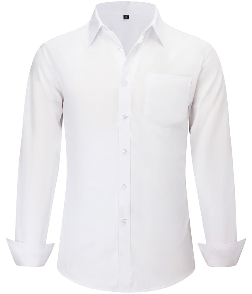 Men's Long Sleeve Dress Shirts, Regular Fit Stretch Wrinkle-Free Business Casual Button-Down Shir... | Amazon (US)