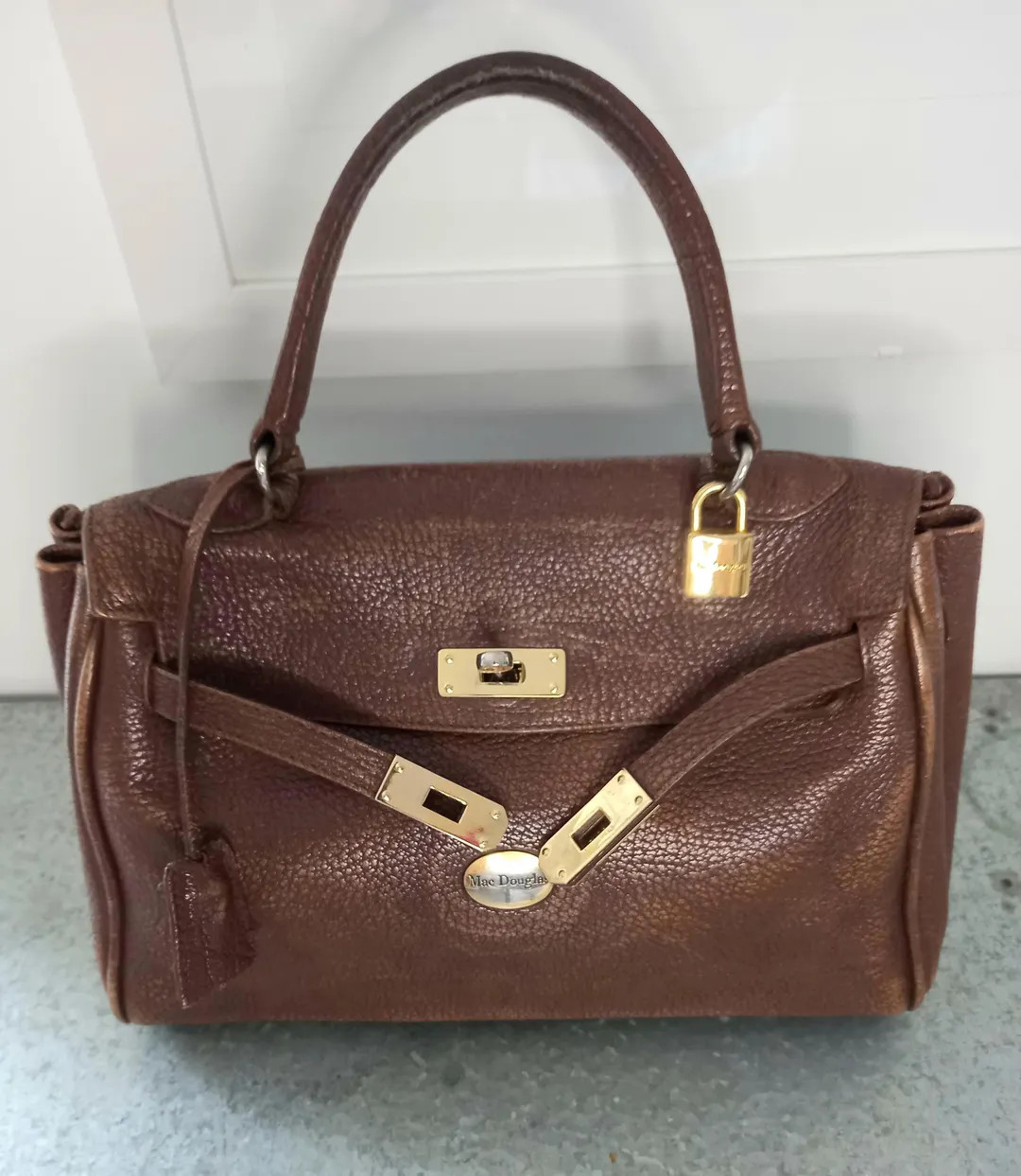 MAC DOUGLAS Handbag in Beautiful Aged Brown Leather Without Key - Etsy | Etsy (US)