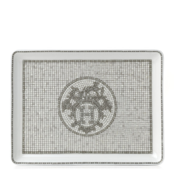 HERMES Porcelain Mosaique Au 24 Sushi Plate Platine | FASHIONPHILE (US)