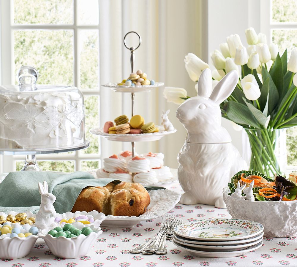 Floral Bunny Serving Bowl | Pottery Barn (US)