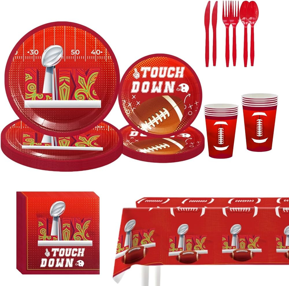 2025 LIX Football Party Decorations Super Party Decorations Includes 7IN Plates, 9IN Plates, Napk... | Amazon (US)