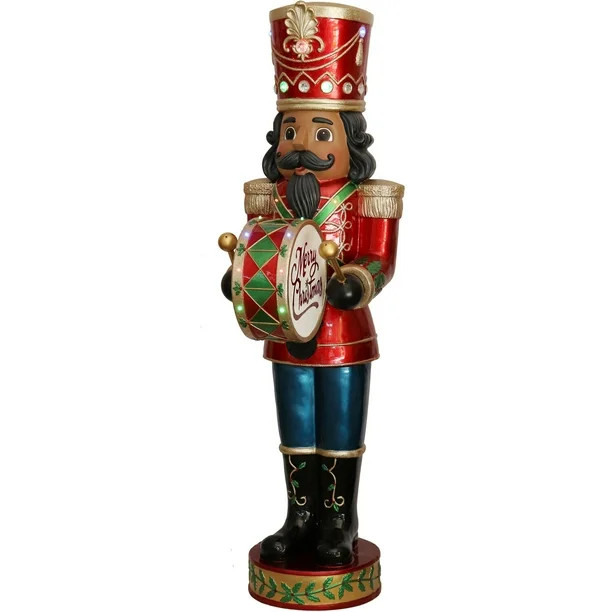 Fraser Hill Farm Indoor/Outdoor Oversized Christmas Decor, 5-Ft. Nutcracker Playing Bass Drum w/ ... | Walmart (US)