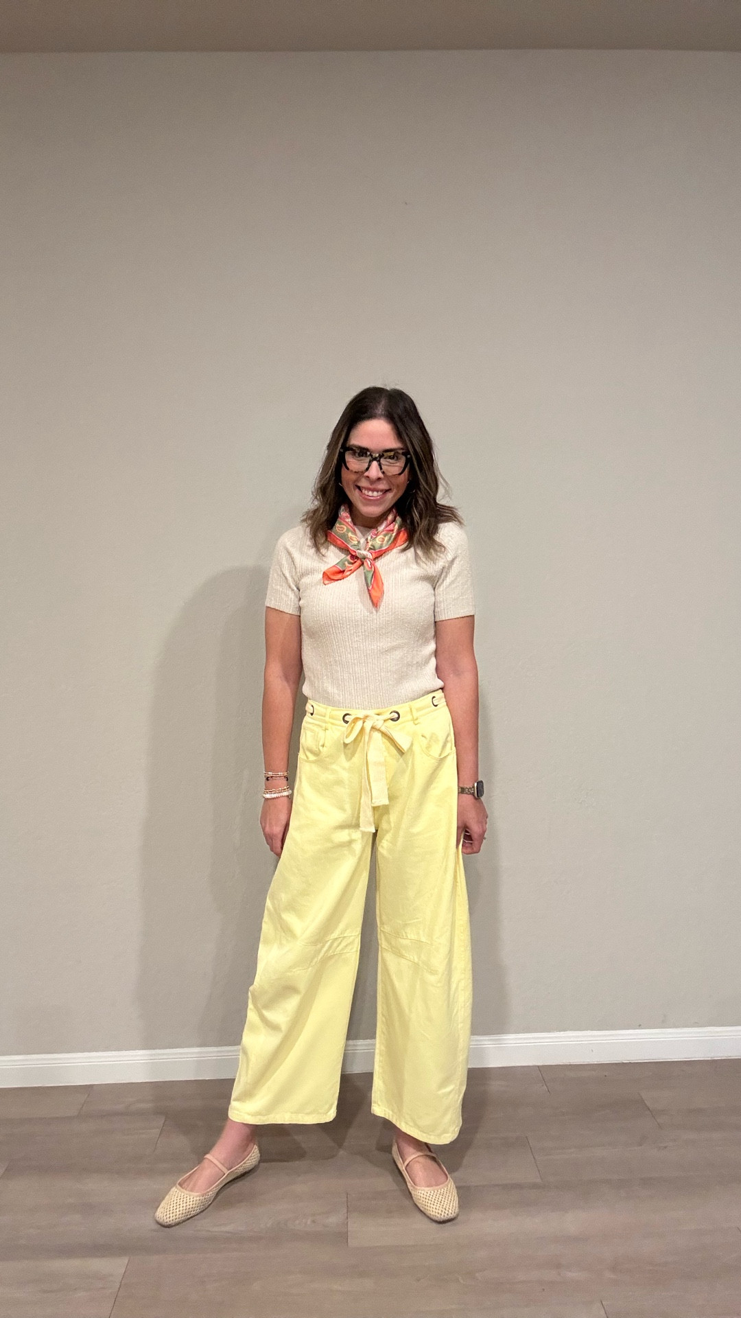 Sunny pants, a neutral top, and a scarf (of course) 🤍
An easy outfit that feels put together without trying too hard—just the right pop of color with everyday staples. Linked similar pieces to recreate the look ✨ Since the pants are sold out... I added a bunch of similar options in all budgets
#ltkstyle #ltkoutfit #springstyle #summerstyle #effortlessstyle #everydayoutfit #neutralstyle #colorpop #scarfstyle #momstyle

#LTKMidsize #LTKootd #LTKmomlife