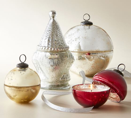 Gnome Mercury Glass Scented Candle - Winter Woods | Pottery Barn (US)