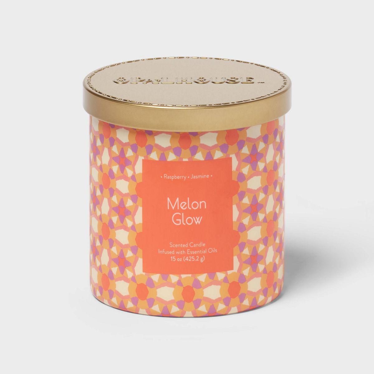 2-Wick Glass Jar 15oz Candle with Patterned Sleeve Melon Glow - Opalhouse™ | Target