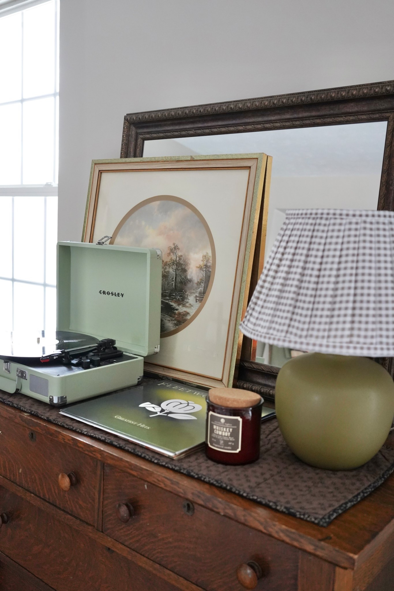 Collected cottage home! Collected style. Table lamp. Cottage lamp shade. Record player. Cozy home. 

#LTKHome