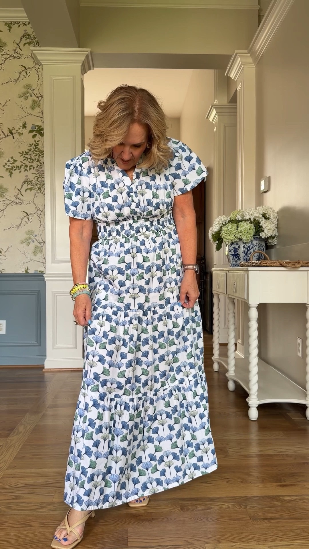 Wearing a petite medium. This print is only avail in petite. Check out the other prints in regular. 
20% off my bracelet stack code NANETTE20

#LTKSaleAlert #LTKPetite #LTKOver40