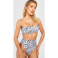 Womens Dalmatian Bandeau Bikini Top - White - 12 | boohoo (US & Canada)