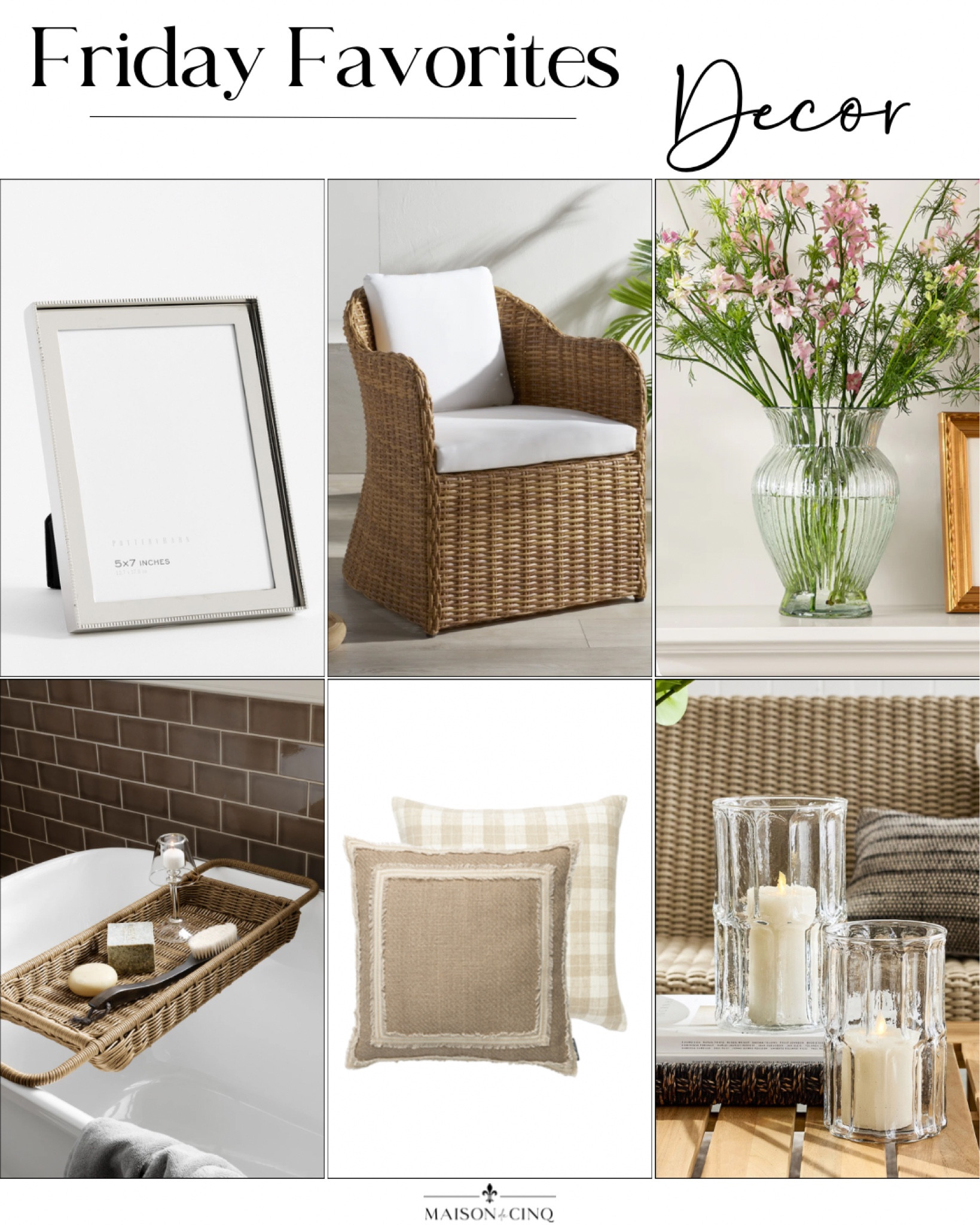 SO many great decor finds for Friday Favorites this week like a gorgeous outdoor wicker chair for less, beautiful neutral pillows and more!

Home decor, throw pillows, bath caddy, vase, picture frame, Mother’s Day gift ideas 

#LTKSeasonal #LTKMothersDay #LTKHome