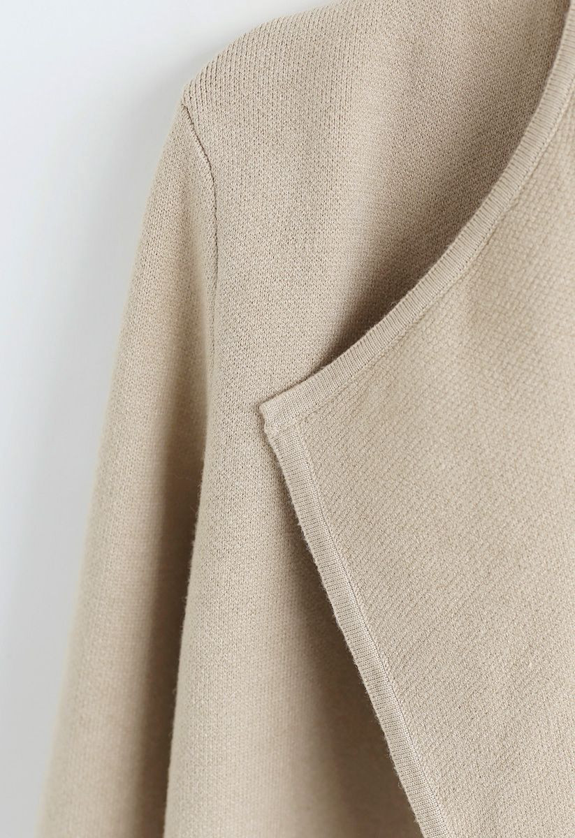 Classy Open Front Knit Coat in Light Tan | Chicwish
