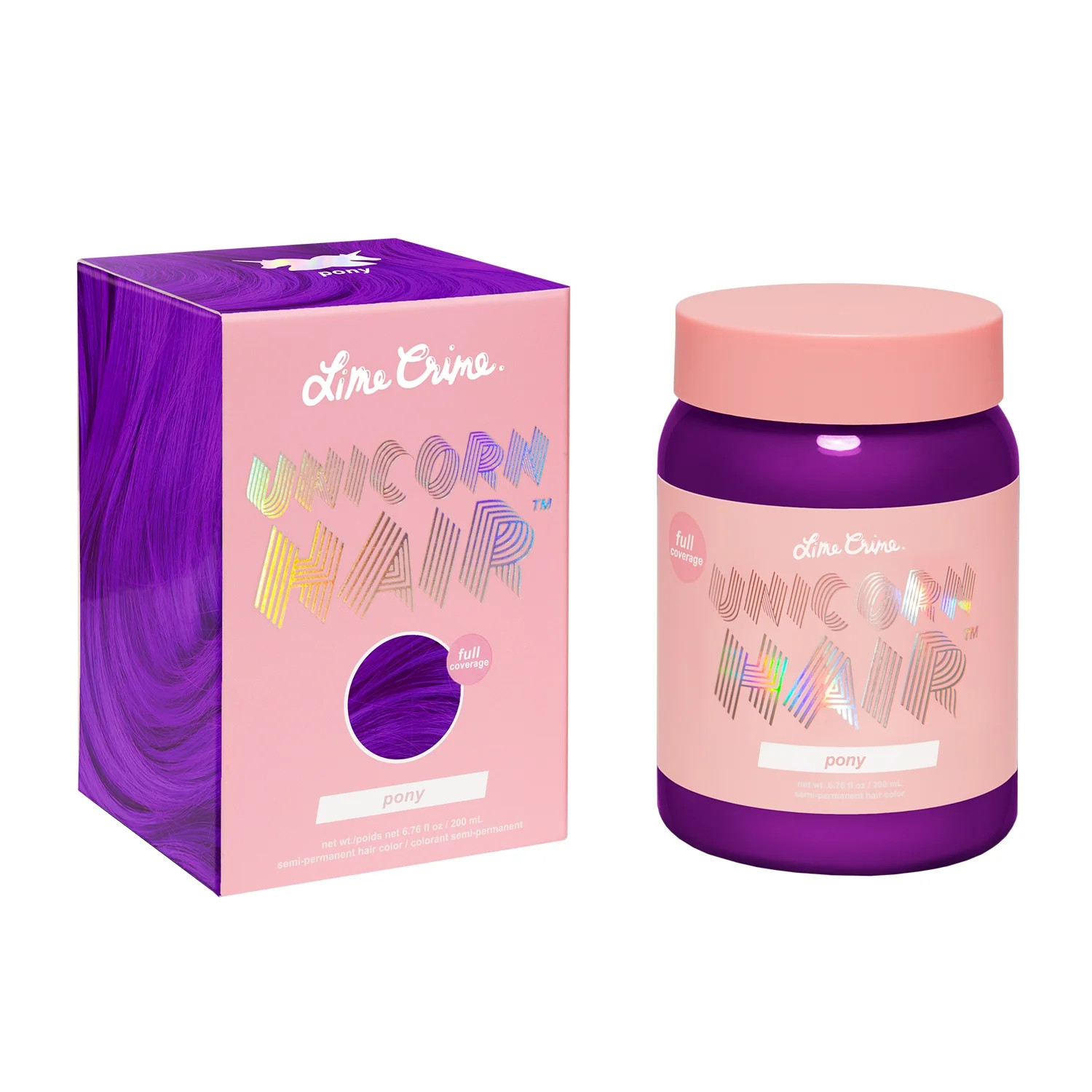 Lime Crime Unicorn Hair, Semi-Permanent Hair Color, Vegan, Full Coverage, Pony 6.76 fl oz | Walmart (US)