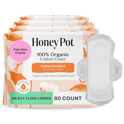 The Honey Pot Company - 80ct - Non-Herbal Heavy Panty Liners for Women w/Wings - Organic Cotton Cover & Ultra-Absorbent Core - Sanitary Pads - Feminine Care | Amazon (US)