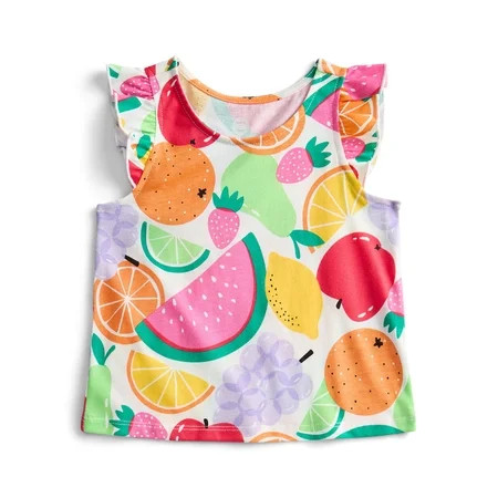 Wonder Nation Toddler Girls Printed Tank Top with Ruffle Sleeves, Sizes 18M–5T | Walmart (US)