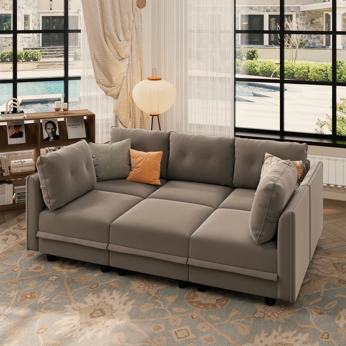 This modular sectional sleeper sofa by George Oliver from Wayfair is such a smart living room upgrade. The clean lined design feels modern and tailored, and the hidden under seat storage is perfect for blankets, books, or extra pillows. It easily converts into a sofa bed, making it ideal for guests, apartments, or multifunctional spaces. A stylish and practical piece for everyday living. 