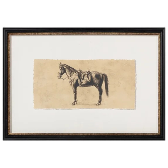 My Texas House Saddled Horse in Sepia Two-Toned Framed Under Glass Wall Art 24x16 | Walmart (US)