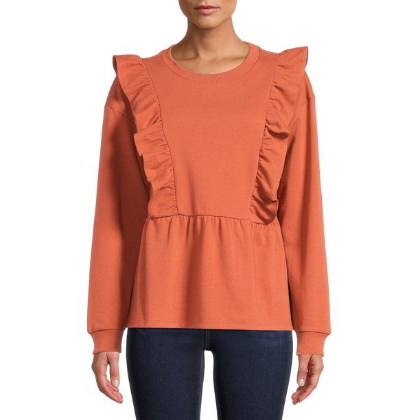 The Get - The Get Women's Ruffled Peplum Sweatshirt - Walmart.com | Walmart (US)