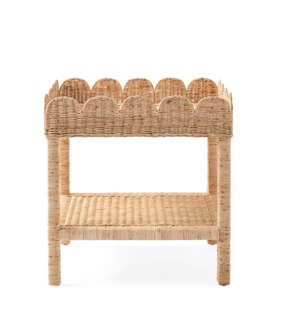 Serena & Lily 
Scallop Rattan side table 
20% off right now 

#LTKhome #LTKsalealert