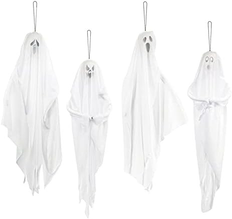 4 Pack 28" Halloween Hanging Ghosts for Halloween Party Decorations, Cute Flying Ghost for Front ... | Amazon (US)