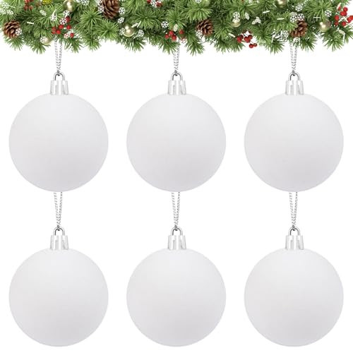Velvet Ball Ornaments Christmas Balls White 6 PCS 2.36-Inch Xmas Tree Ball Ornaments for Party Christmas Tree Decor Baby Shower First Christmas Decorations | Amazon (US)