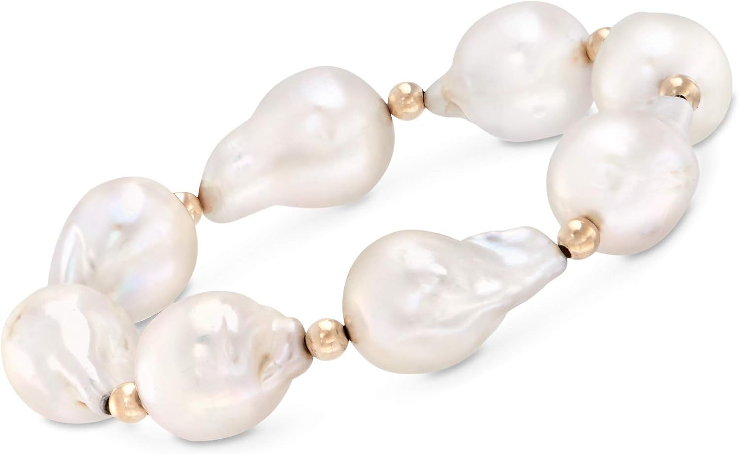 Ross-Simons 13-14mm Cultured Baroque Pearl Stretch Bracelet With 14kt Yellow Gold | Amazon (US)