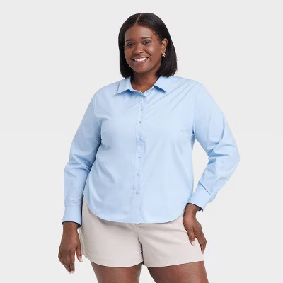Women's Long Sleeve Button-Down Boyfriend Shirt - A New Day™ | Target