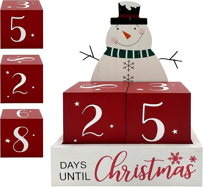 Christmas Countdown Farmhouse Snowman 99 Days Advent Calendar Days Until Christmas Count Down Vin... | Amazon (US)