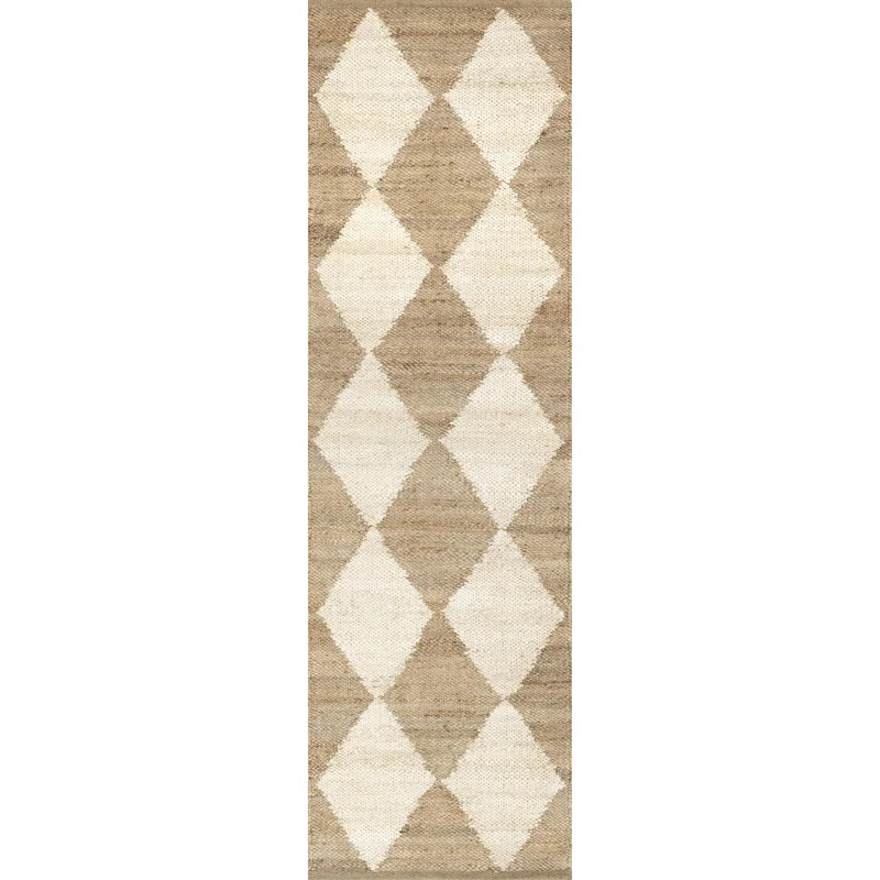 Arvin Olano x Rugs USA Louie Diamond Checkerboard Jute Natural Area Rug | Wayfair North America