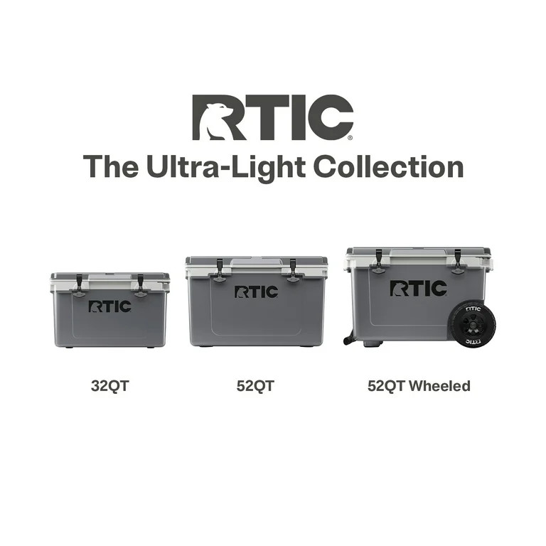 RTIC 52 QT Ultra-Light Hard-Sided Ice Chest Cooler, Dark Grey And Cool Grey, Fits 76 Cans | Walmart (US)