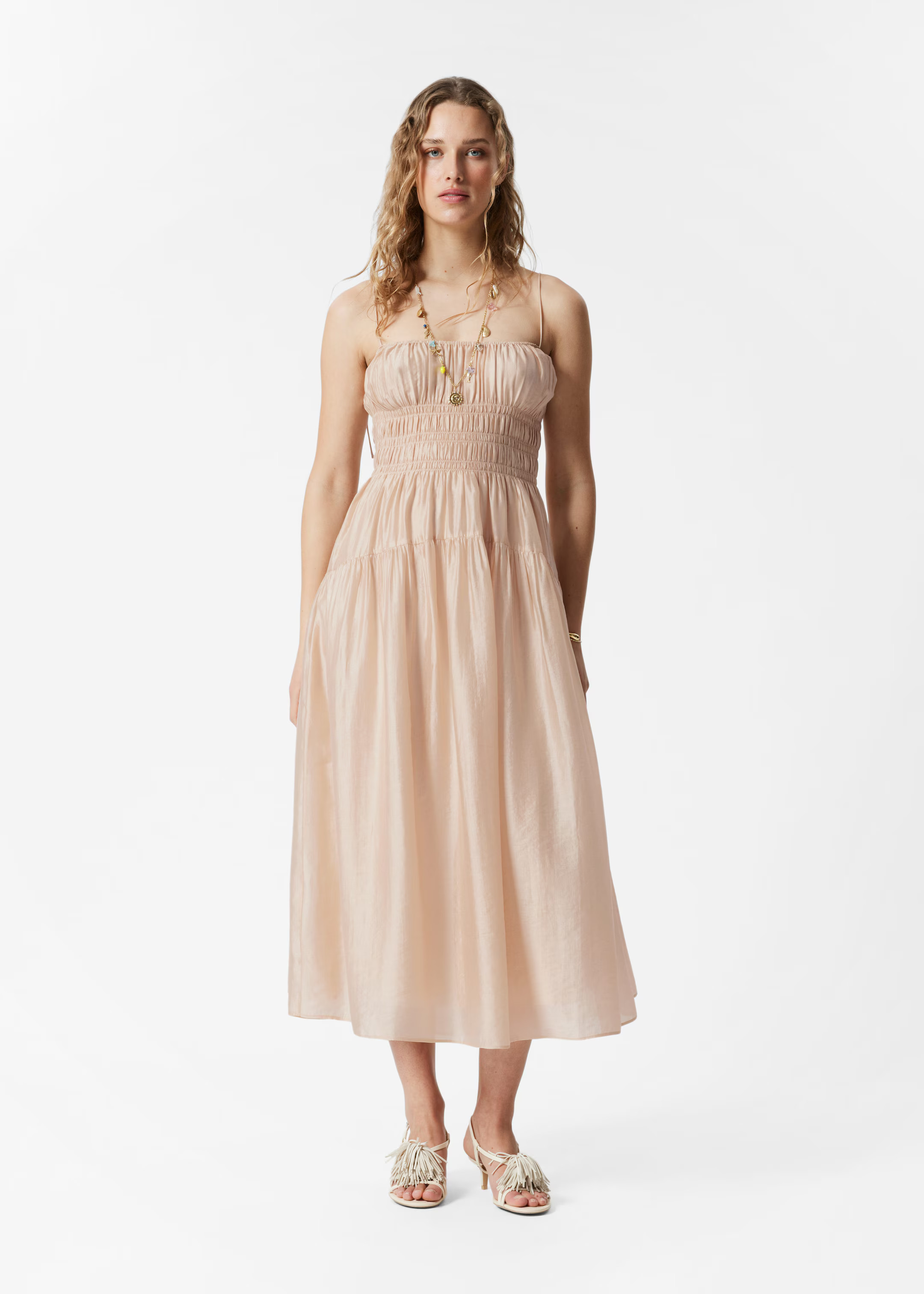 Midikleid mit Raffungen - Beige - & Other Stories DE | & Other Stories EU