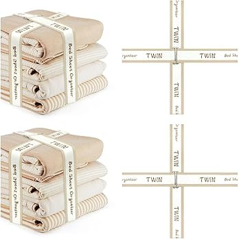 ZURLEFY Closet Foldable Sheet Set Organizer, Elastic Bed Sheet Organizer Bands, Bedding Sheet Sto... | Amazon (US)
