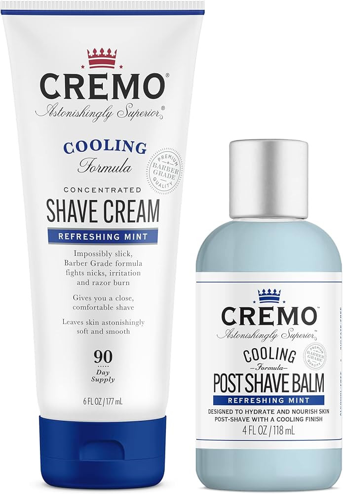 Cremo Cooling Men's Beard Care Bundle - Cremo Barber Grade Cooling Shave Cream, 6 Fl Oz + Cremo C... | Amazon (US)