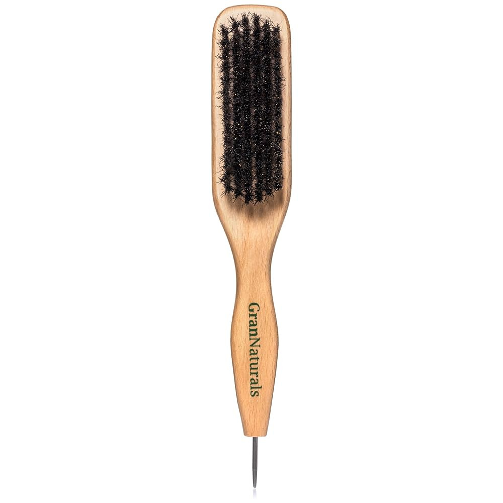 GranNaturals Smoothing & Styling Middle Part Boar Bristle Slick Back Hair Brush w/Narrow Metal Ra... | Amazon (US)