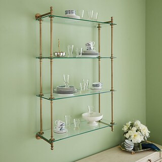 Marloe Floating Shelf with Brass Finish & Glass Shelves | Ballard Designs, Inc.
