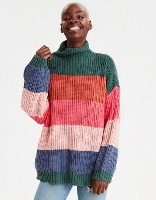 AE Mock Neck Oversized Sweater | American Eagle Outfitters (US & CA)
