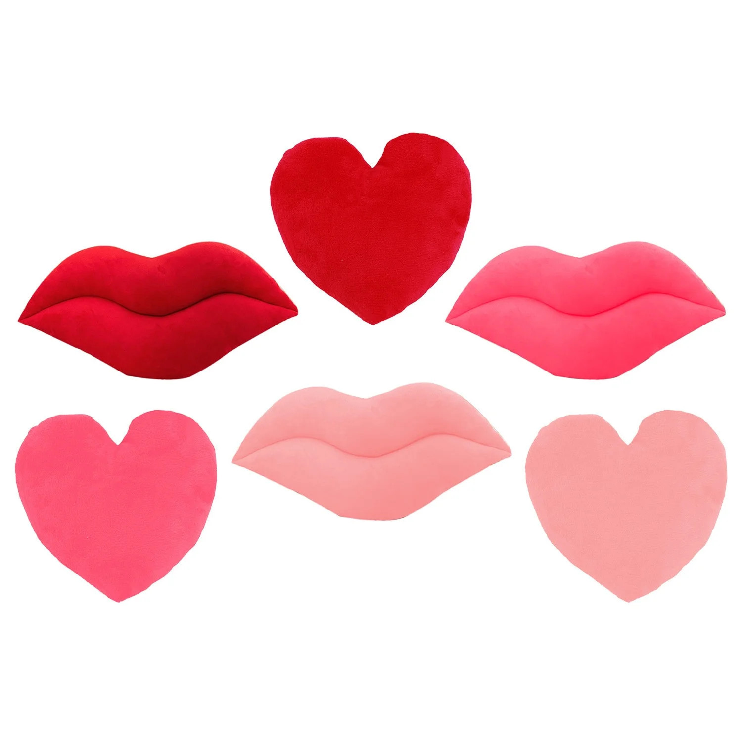 Sien Red and Pink Emoji Lips and Hearts Throw Pillows | Walmart (US)