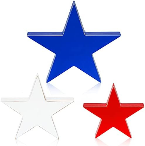 Hicarer 3 Pieces Wooden Independence Day Star Signs Tiered Tray Decor Rustic Wooden Sign Pentagra... | Amazon (US)