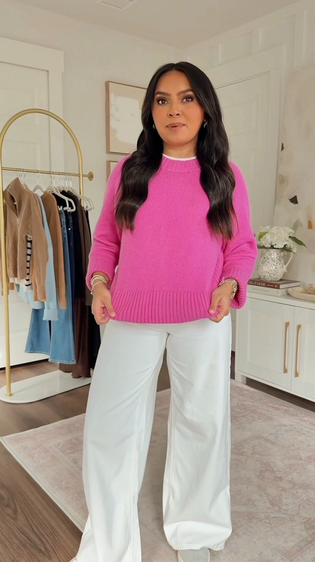 Pink splendid berry sweater size xs petite TTS
White wide leg jeans size 2 regular TTS - comes in short length
Grey and white Sneakers size 6 TTS


#LTKFindsUnder50 #LTKSaleAlert #LTKPetite