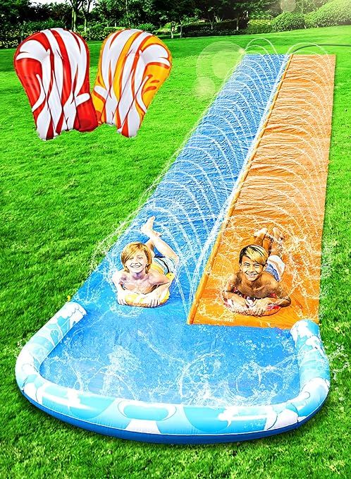 JOYIN 22.5ft Water Slides and 2 Bodyboards, Lawn Water Slide Summer Slip Waterslides Water Toy wi... | Amazon (US)