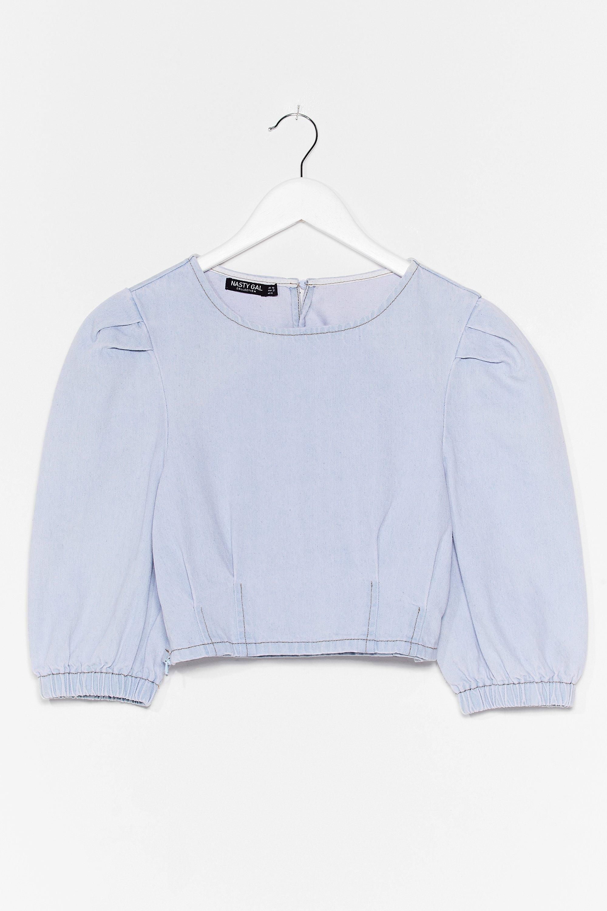 Womens Wash It Gonna Be Puff Sleeve Crop Top - Blue | NastyGal (US & CA)