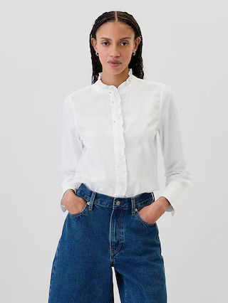 Classic Poplin Ruffle Shirt | Gap Factory