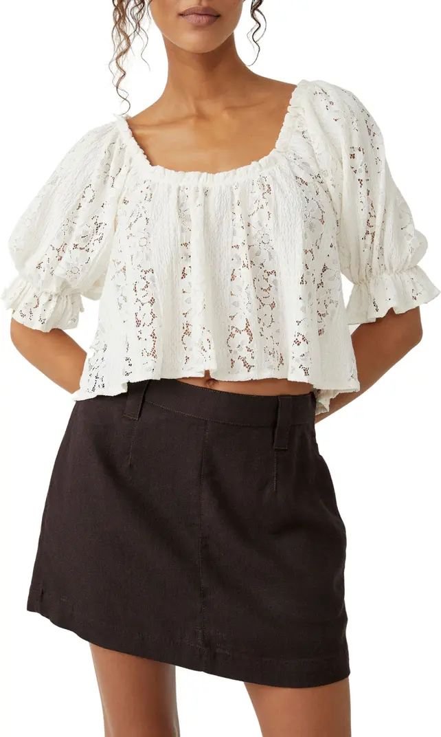 Free People Stacey Puff Sleeve Lace Top | Nordstrom | Nordstrom