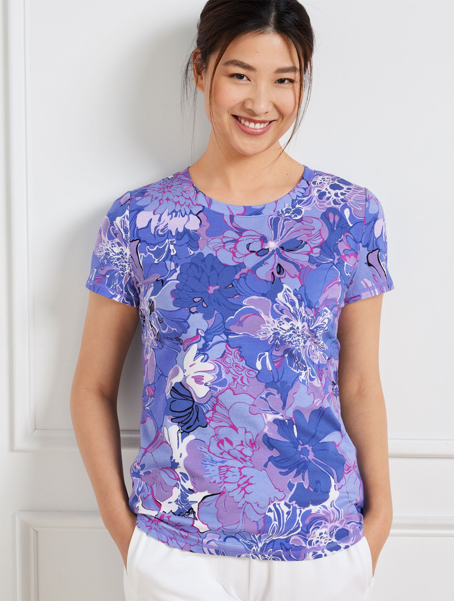 Supersoft Jersey Short Sleeve Tee - Expressive Floral | Talbots