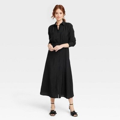 Women's Long Sleeve Collared Midi Crepe Shirtdress - A New Day™ | Target
