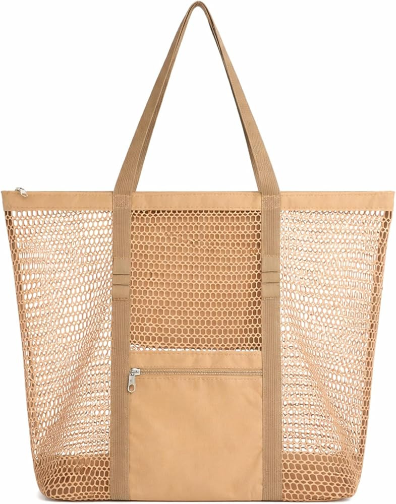 Dntorx Women's Mesh Beach Bag, Stylish Beach Tote for Swimming, Travel & Vacation Essentials, Lig... | Amazon (US)