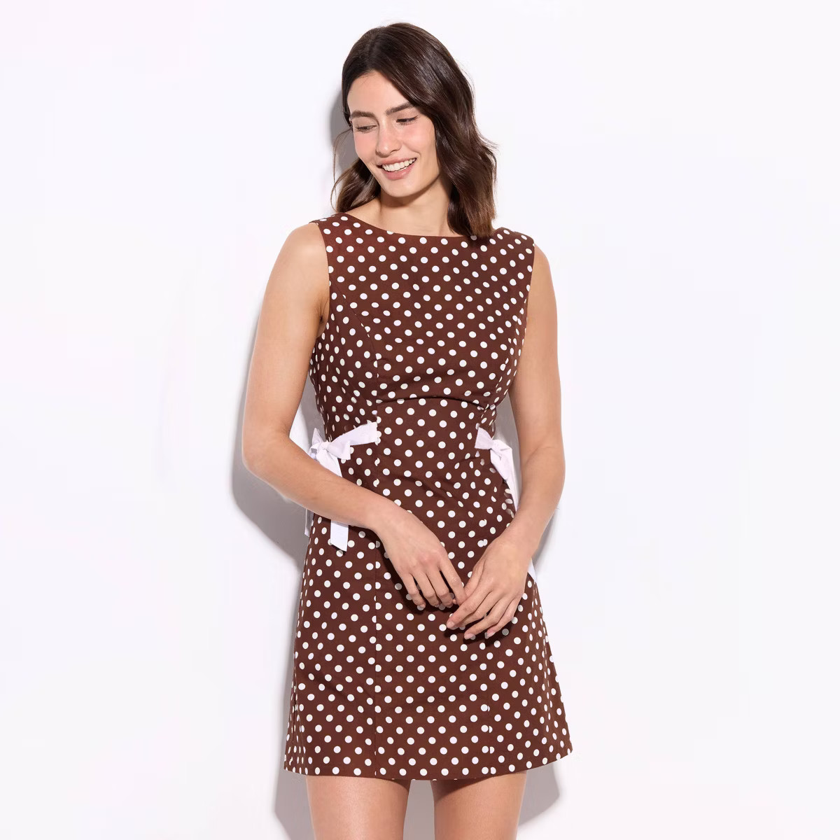Women's Tie Mini Dress - Wild Fable™ Brown Polka Dots M | Target