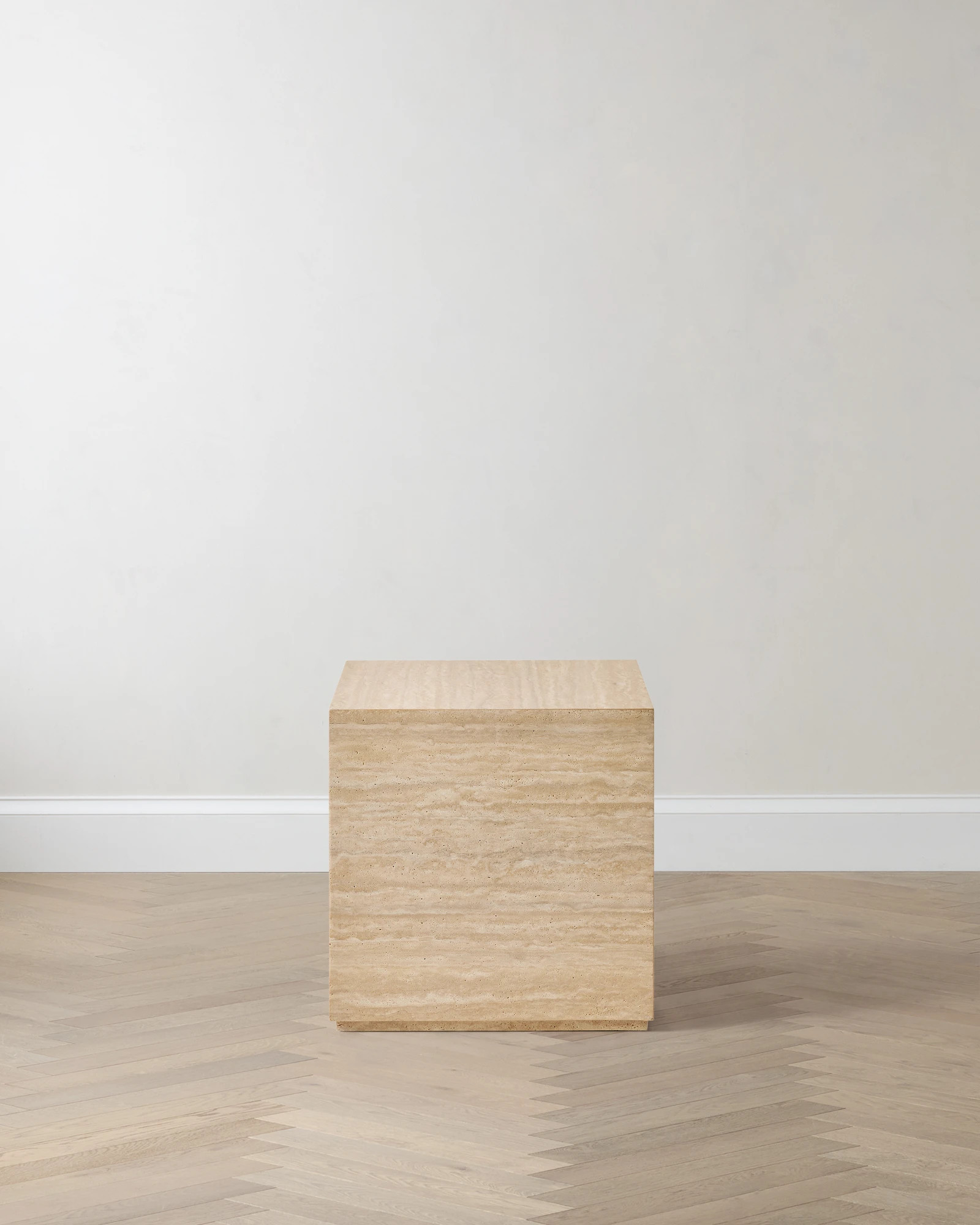 Quince | Travertine Plinth End Table in Natural | Quince
