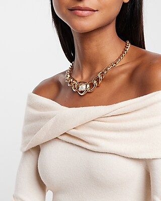 Linked Metal Pearl Necklace | Express