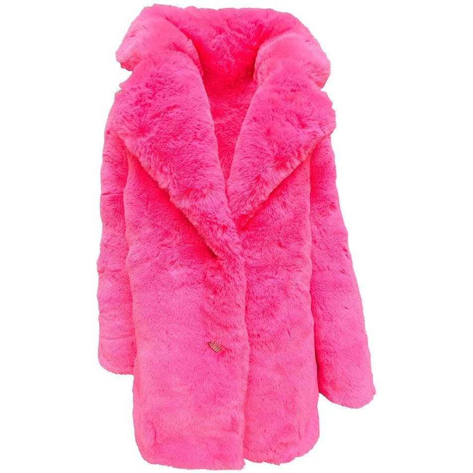 Hot Pink Faux Fur Coat, Pink | Maisonette