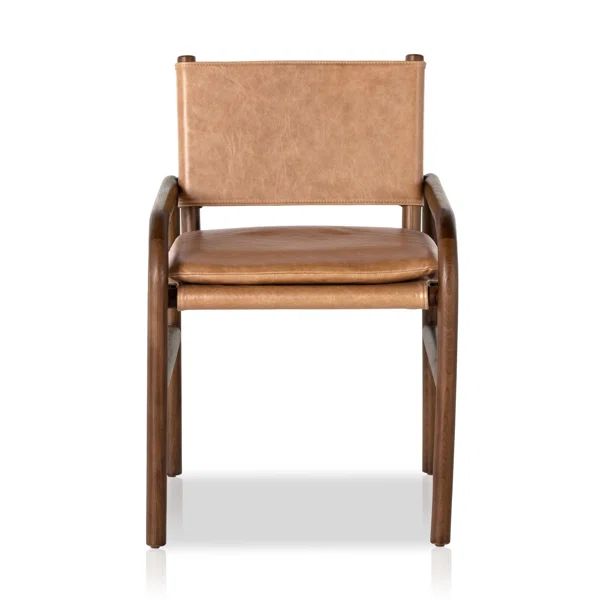 Alma Leather Upholstered Arm Chair in Brown | Wayfair North America