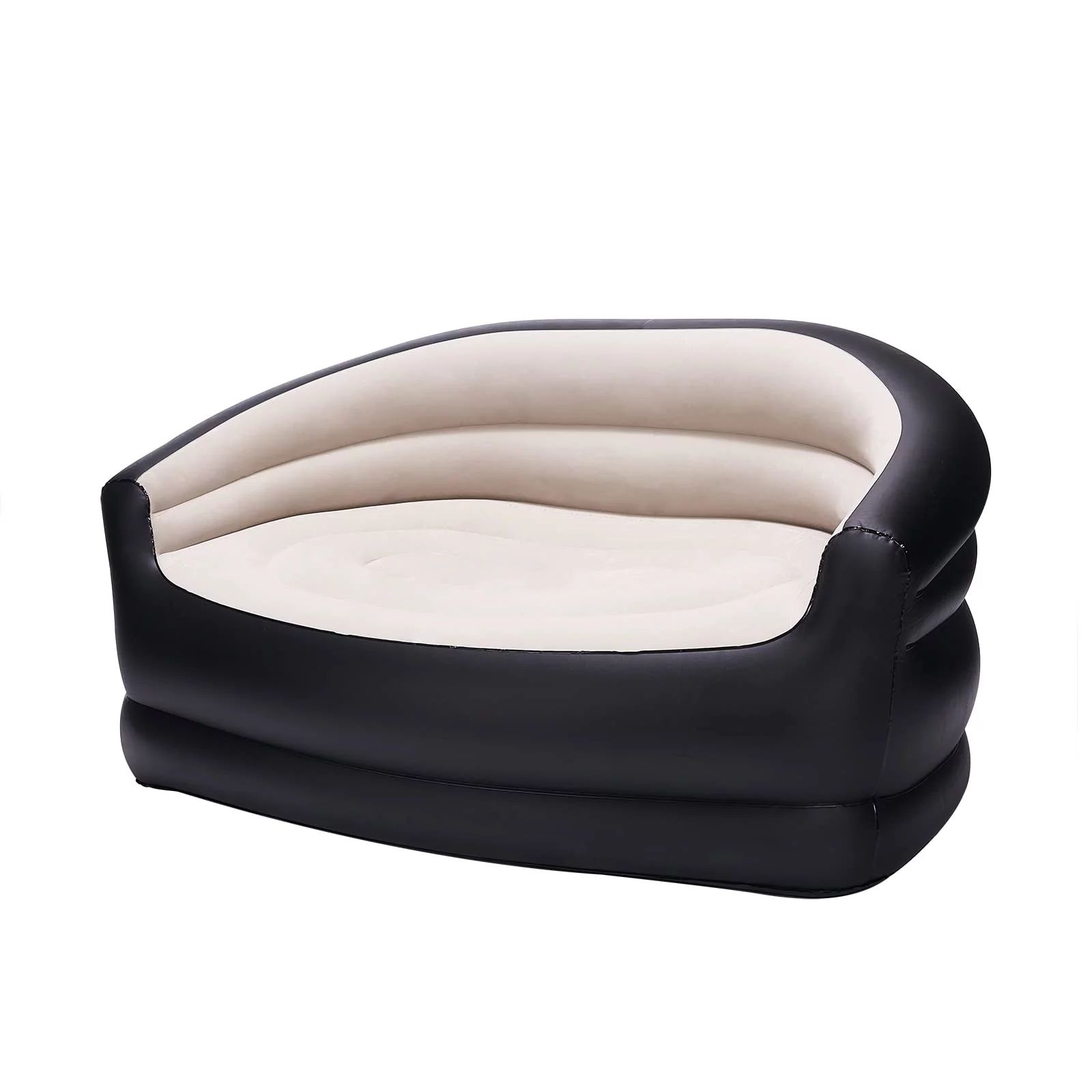 Avenli Inflatable Sofa, Air Flocking Couch Loveseat for Outdoor Camping, Black&Beige(No Pump Incl... | Walmart (US)